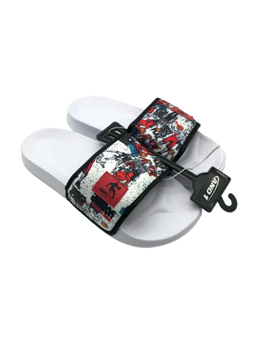 And1 Mens Sandals Slides Basketball Rubber White Red Mens Size 10